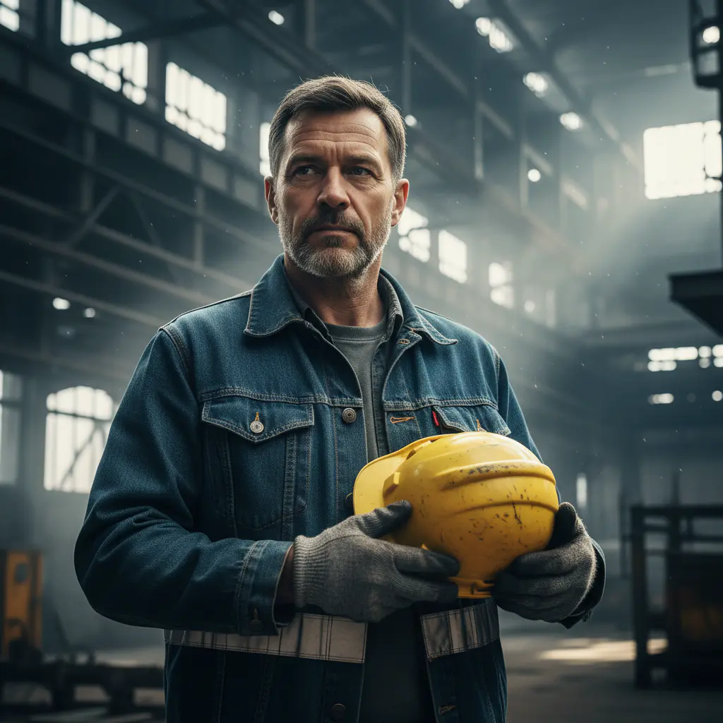 Construction worker with safety gear