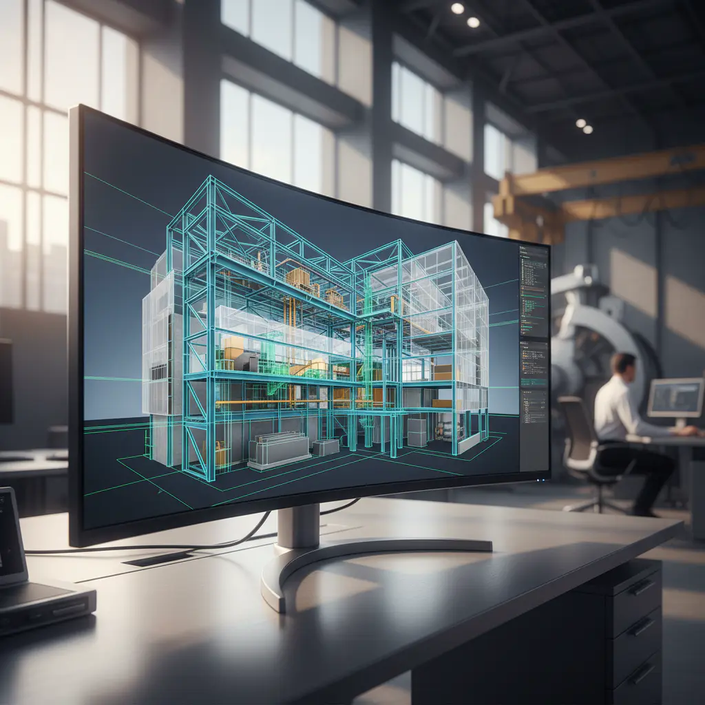 BIM 3D modeling on screen